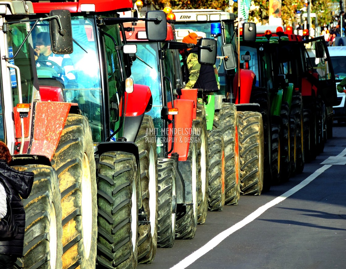 "A convoy of tractors" stock image