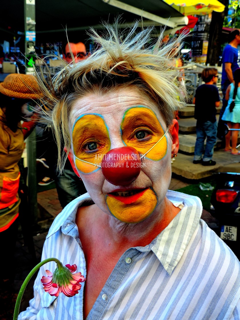 "A wondering clown" stock image