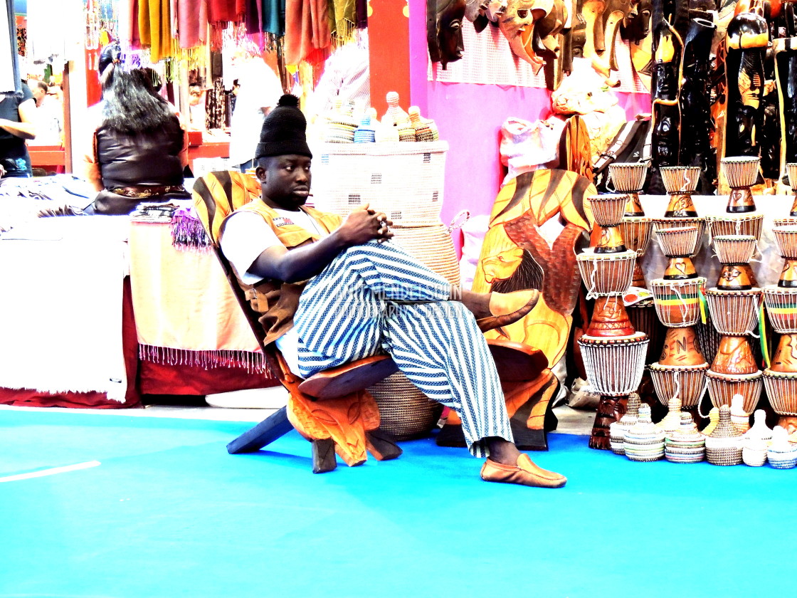 "African drum seller" stock image