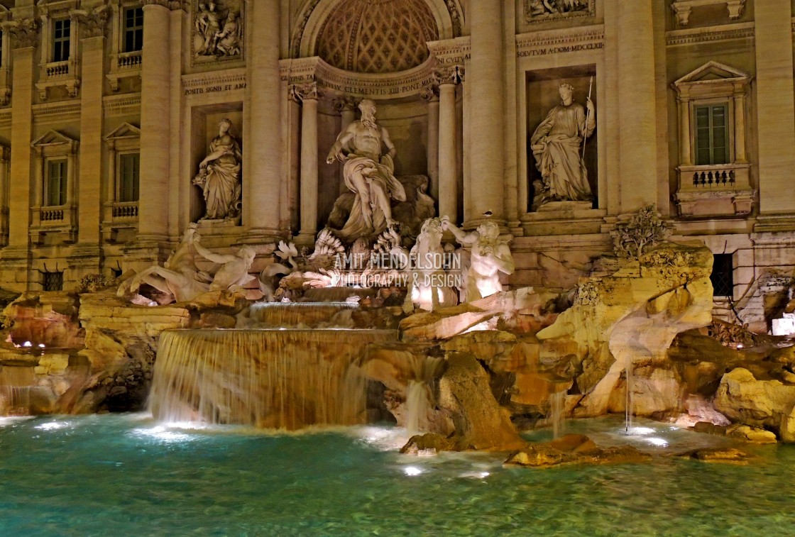 "Trevi fountain an night" stock image