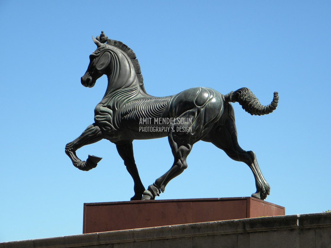 "The horse statue in front of palais des arts" stock image