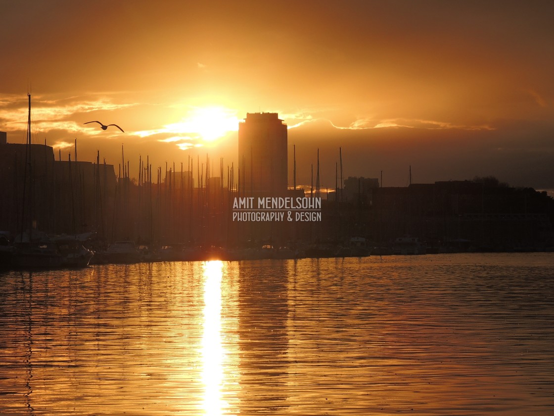 "Sunset on the port" stock image