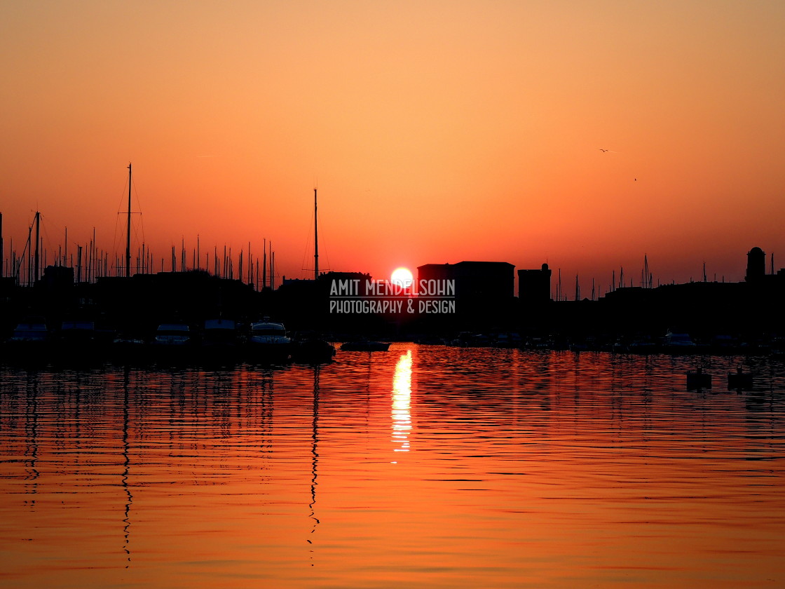 "Sunset on the port" stock image