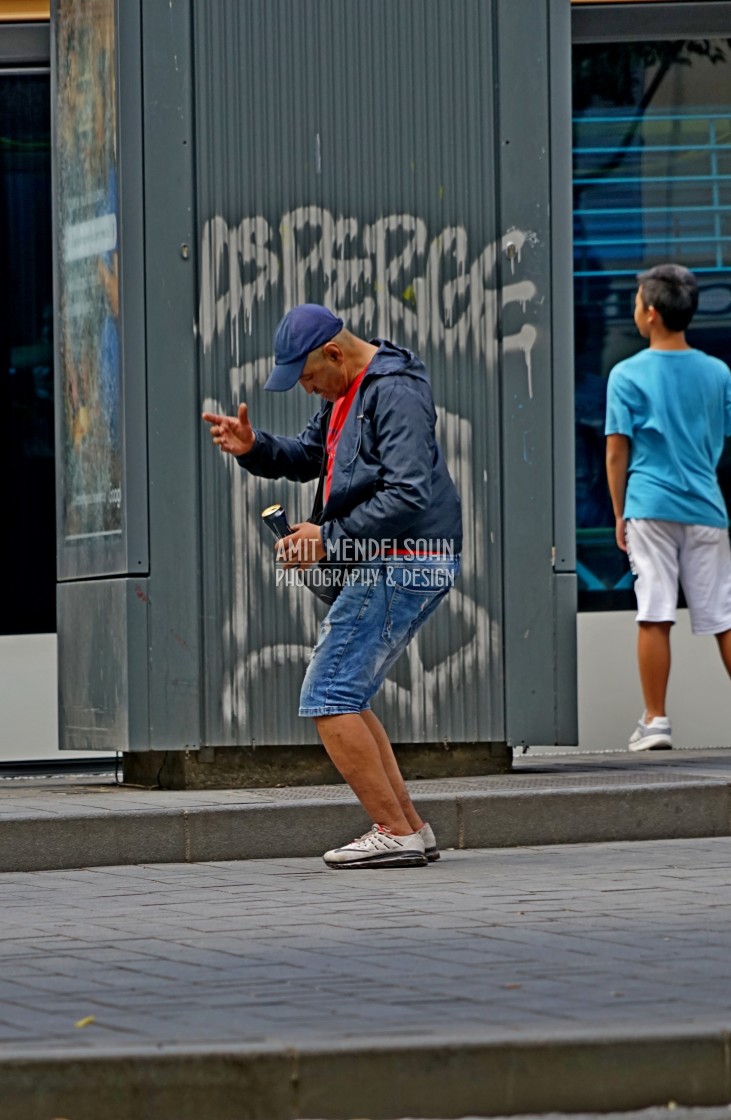 "Dancing with the can" stock image