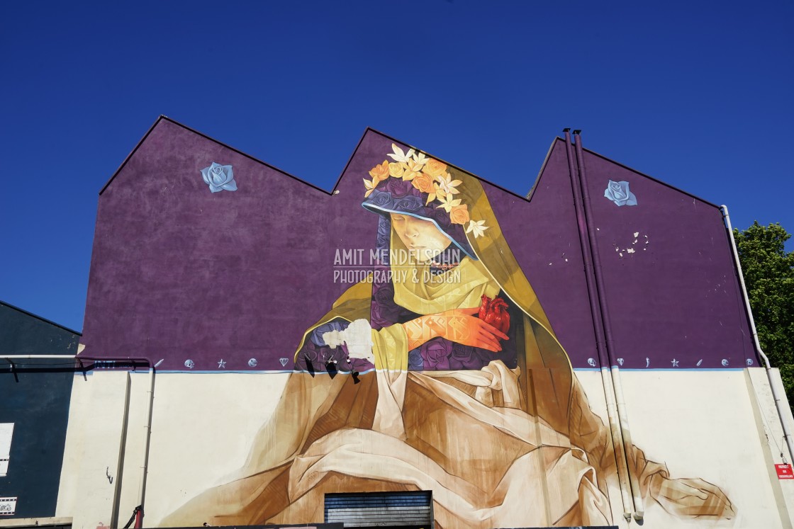 "Mural, marseille, flee market" stock image