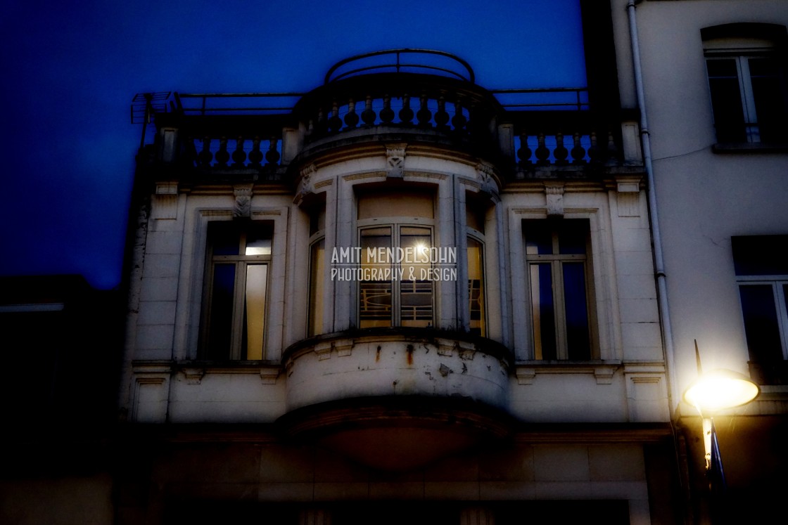 "A house at night - St. Quentin" stock image