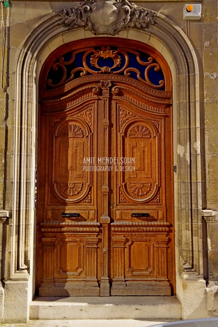 "A carved wooden door" stock image