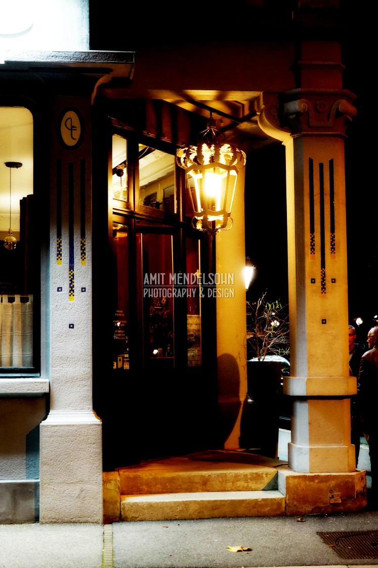 "An entrance to a bar art deco" stock image