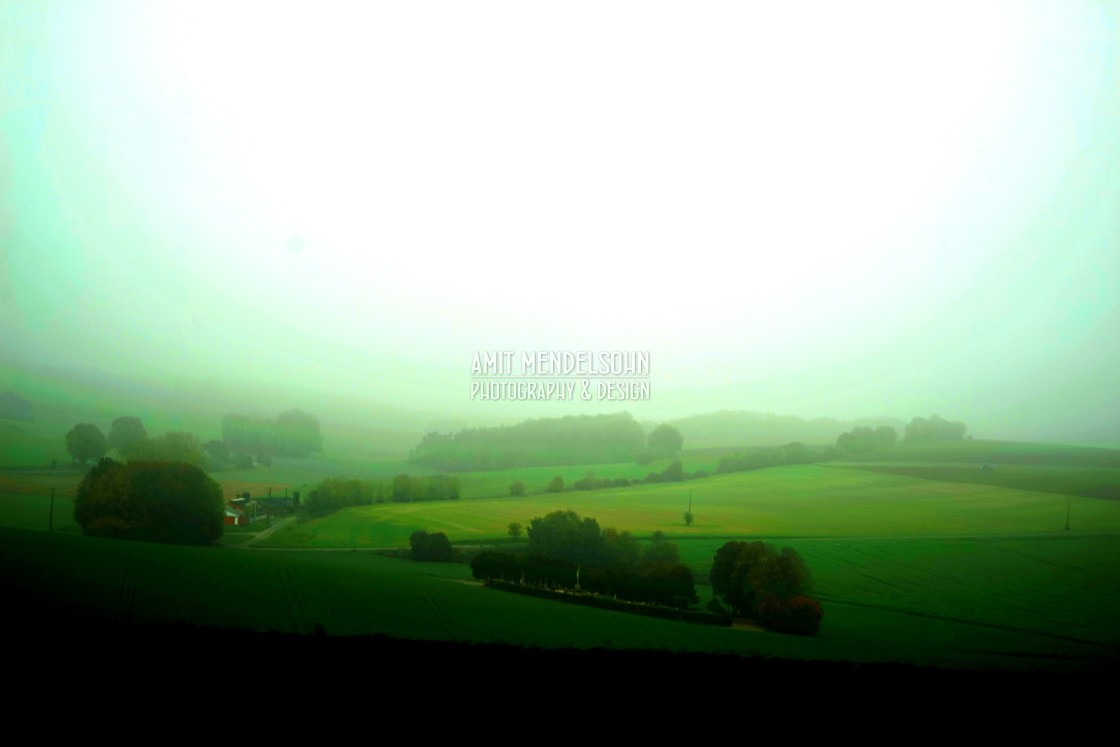 "The countryside in the fog" stock image