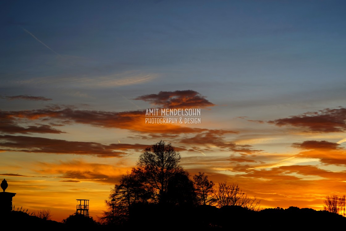 "sunset above the park" stock image