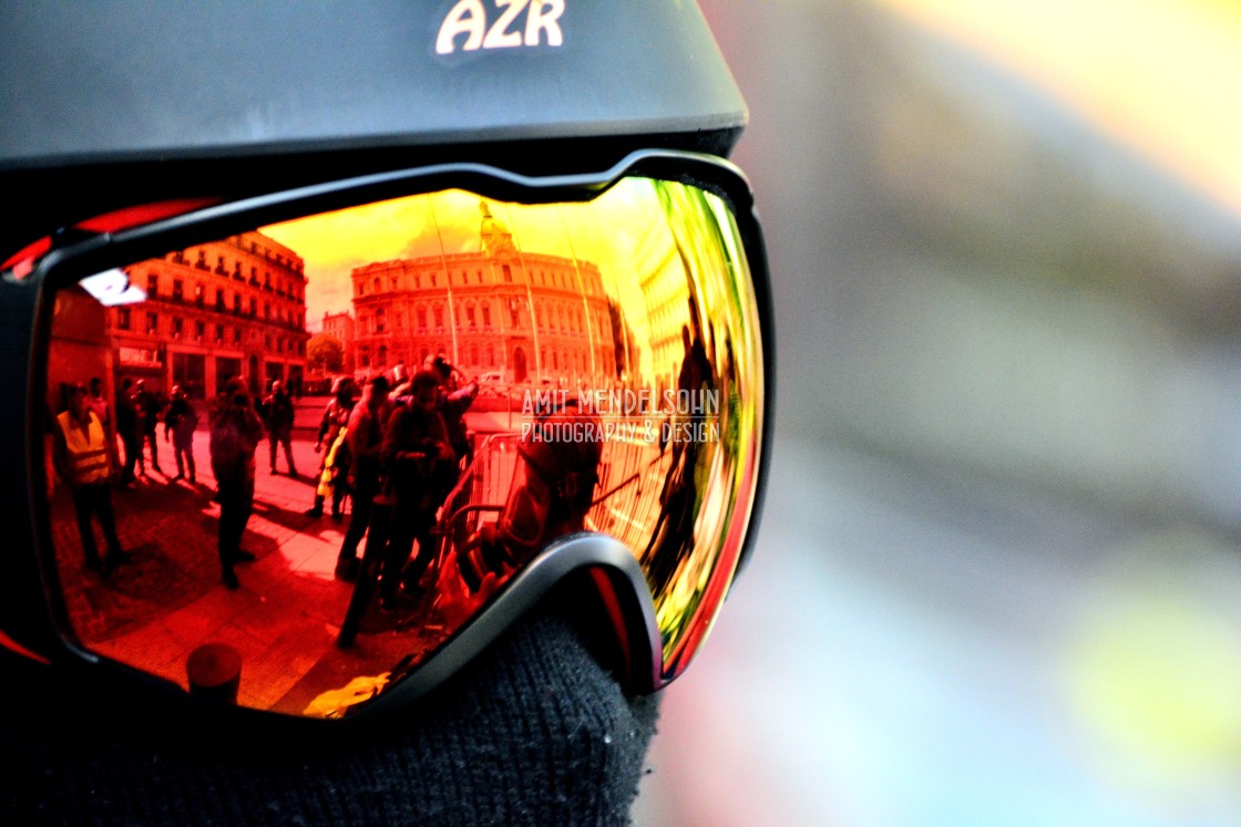 "reflection on a helmet" stock image