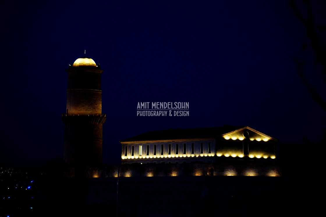 "St. jean fort at night" stock image