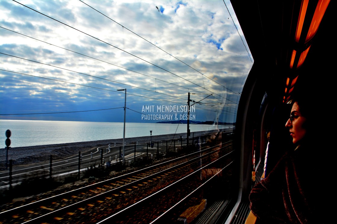 "a woman in the train" stock image