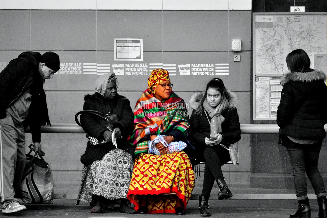 "People waiting for the bus" stock image