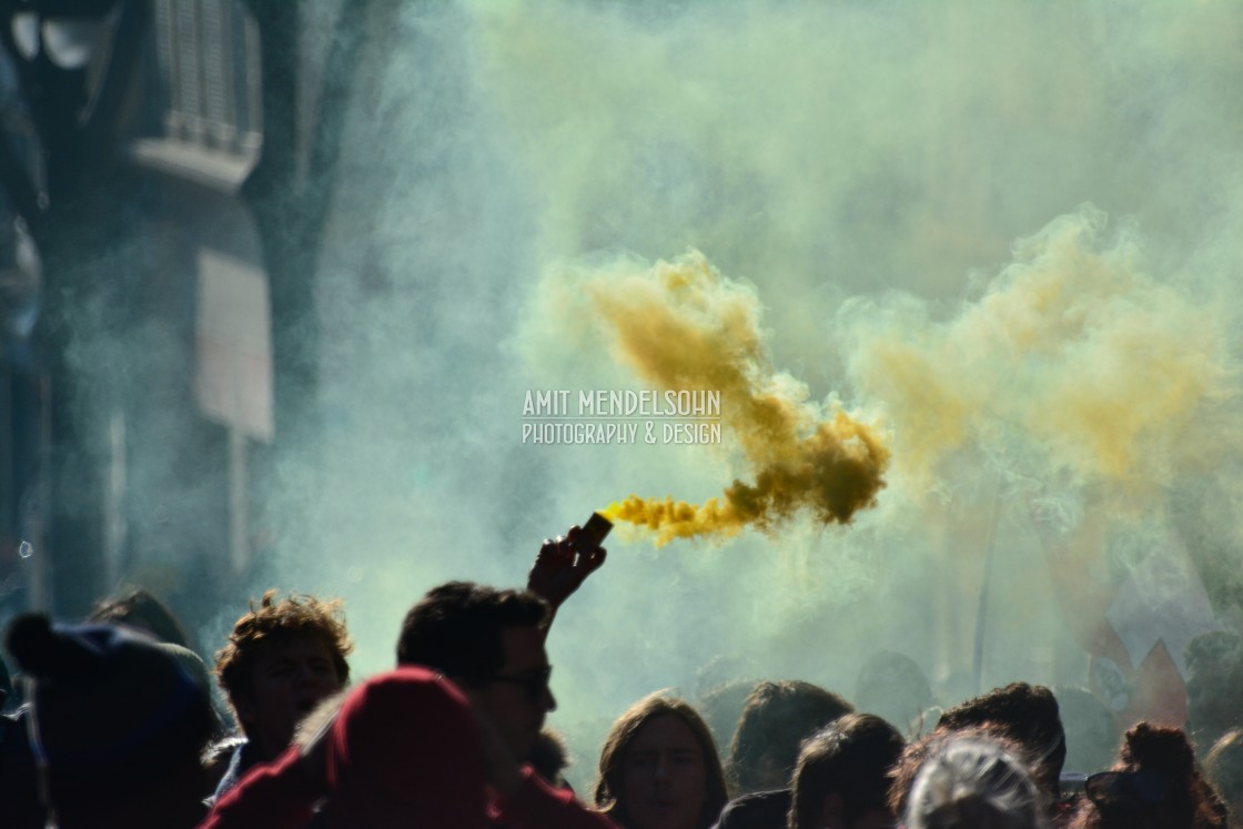 "A yellow smoke" stock image