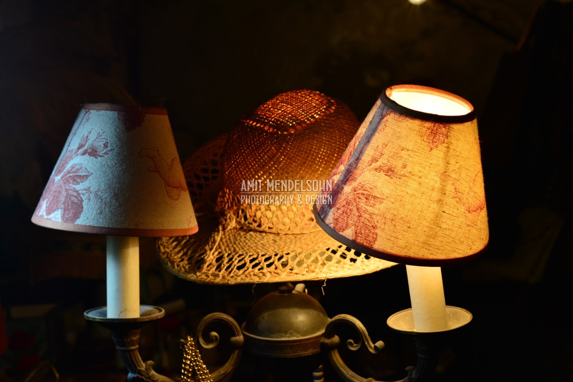 "a hat and lamps" stock image