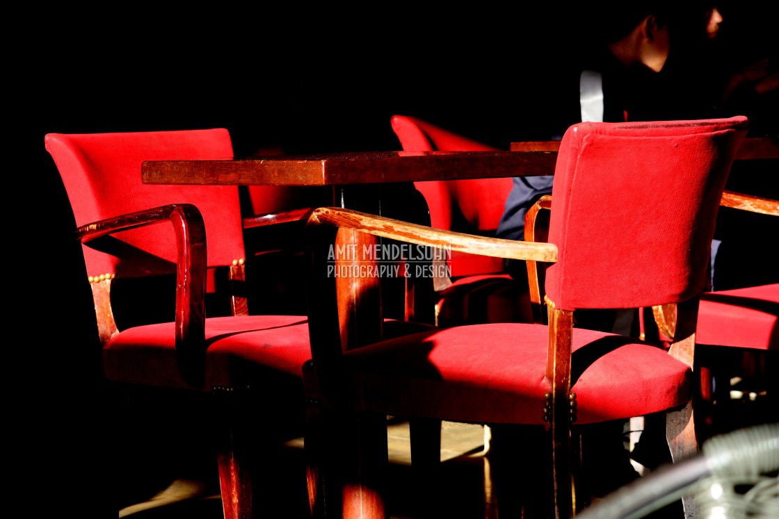 "Chairs and tables in a restaurant" stock image