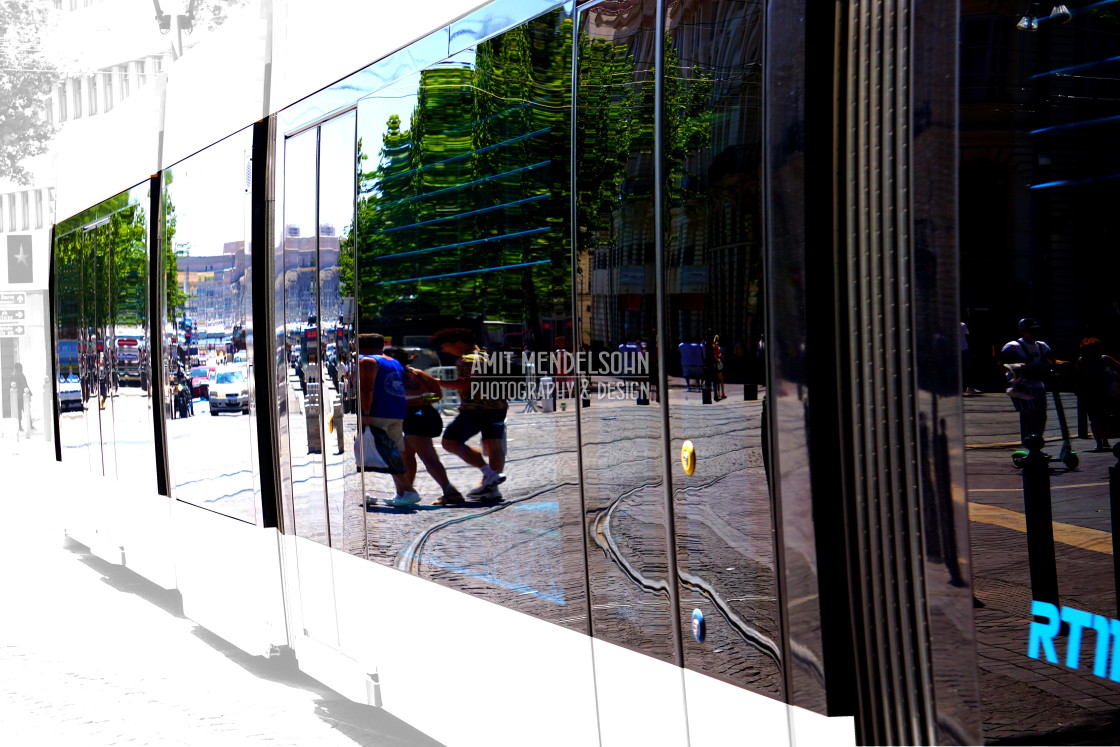 "A tramway reflection" stock image