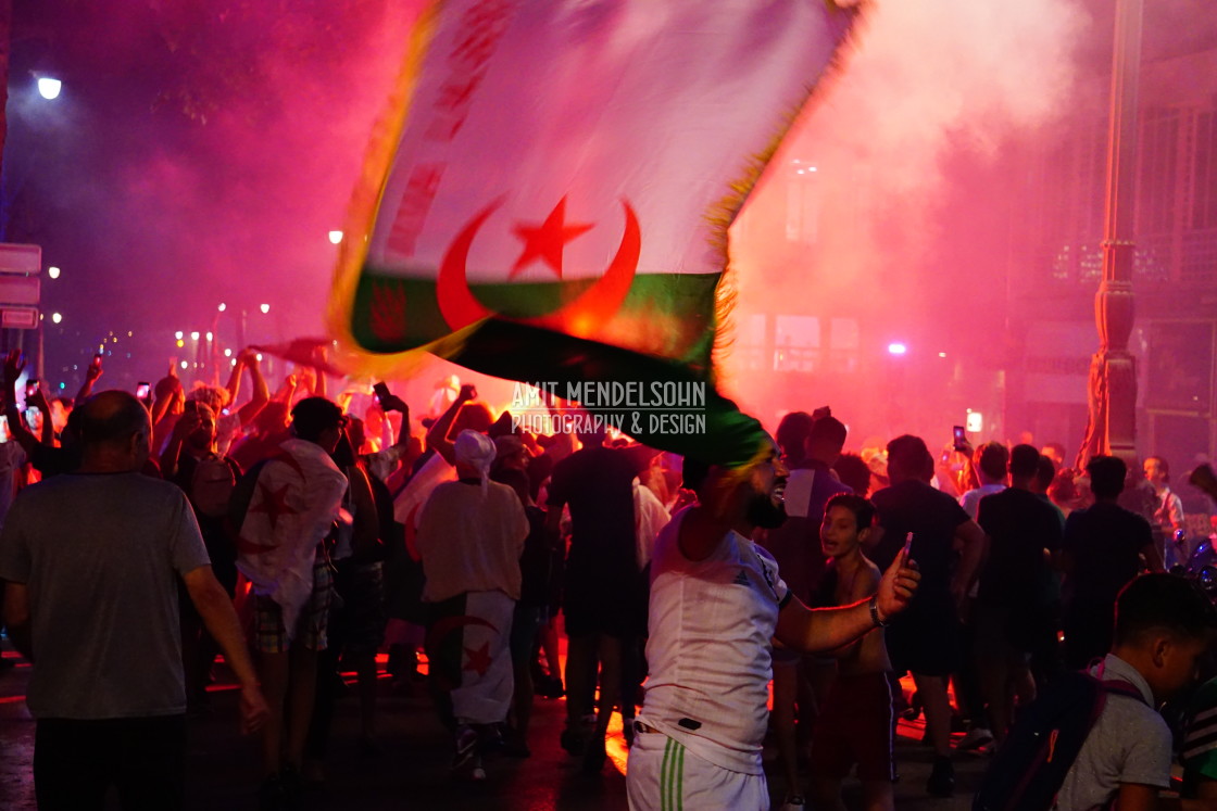 "Algerian celebrating a winner" stock image