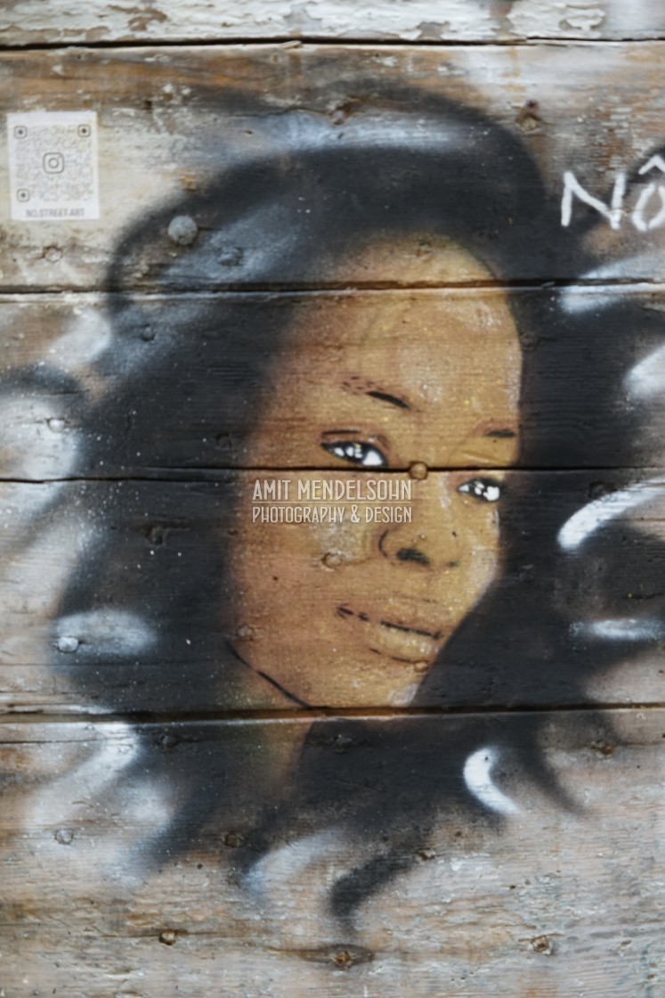 "a graffiti portrait of an actress" stock image