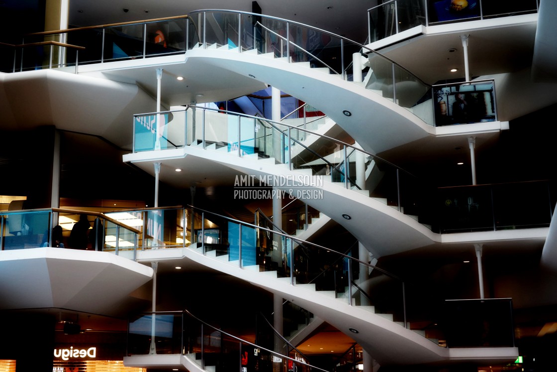 "shopping mall interior steps" stock image