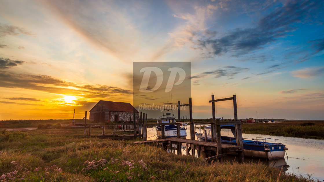 "Sunset At Thornham Harbour 2" stock image