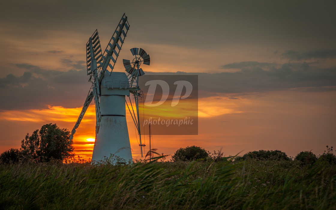 "Thurne Mill Sunset" stock image