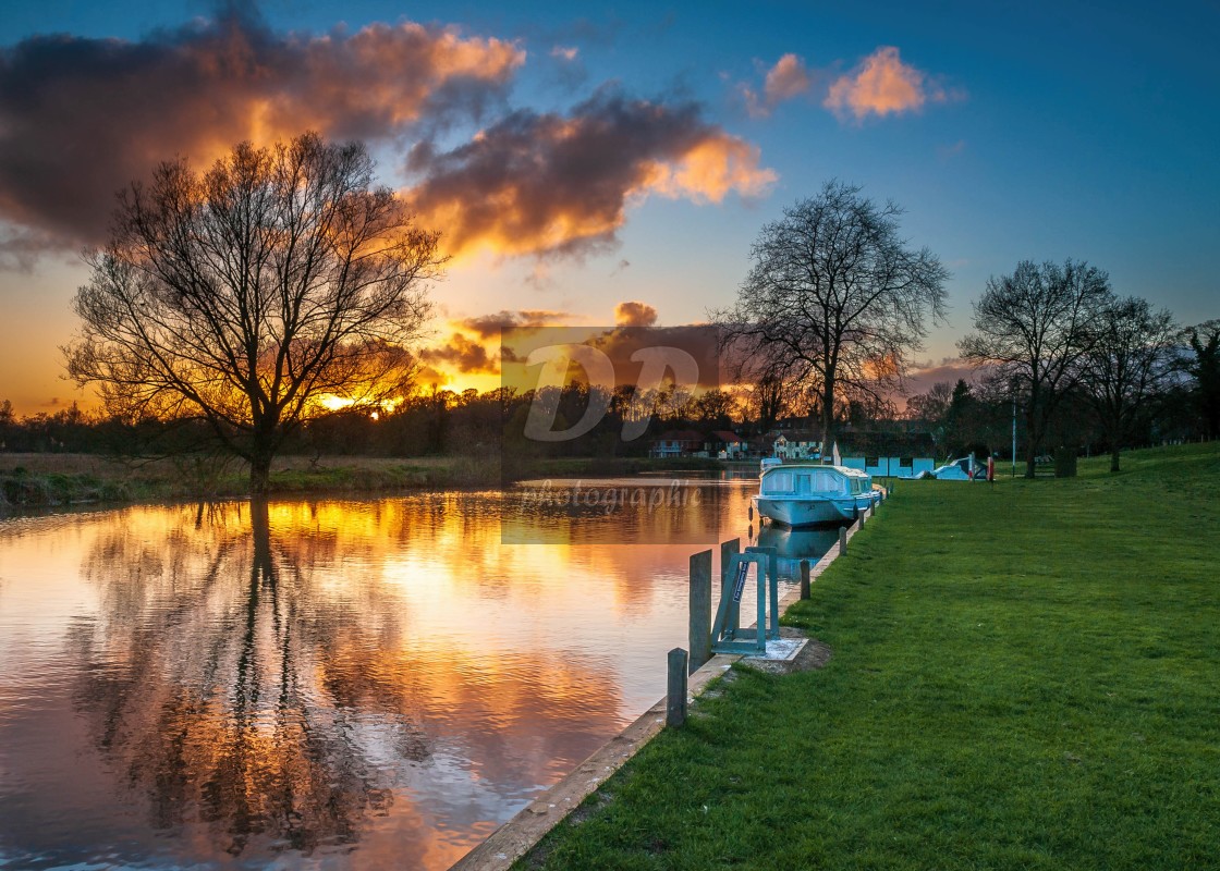 "Sunset over the river Bure at Coltishall" stock image