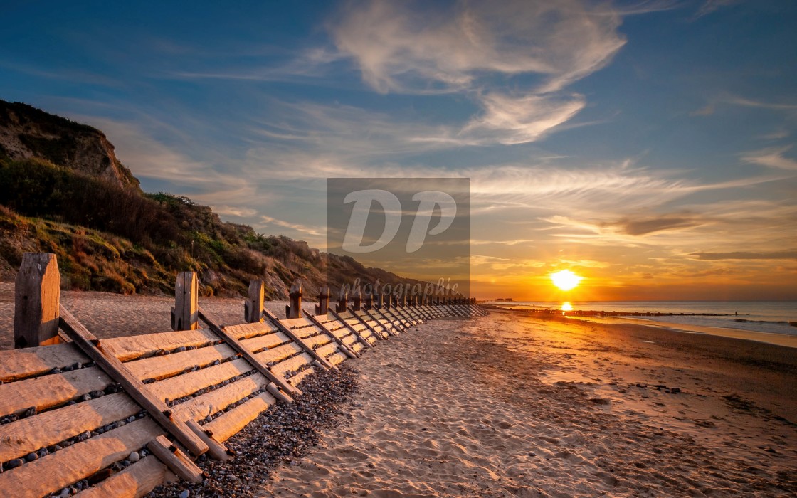 "Sunset on Overstrand Beach 1" stock image