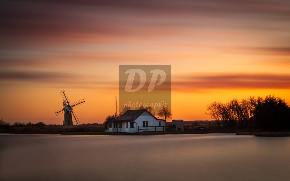 "Sunset colour at Thurne" stock image