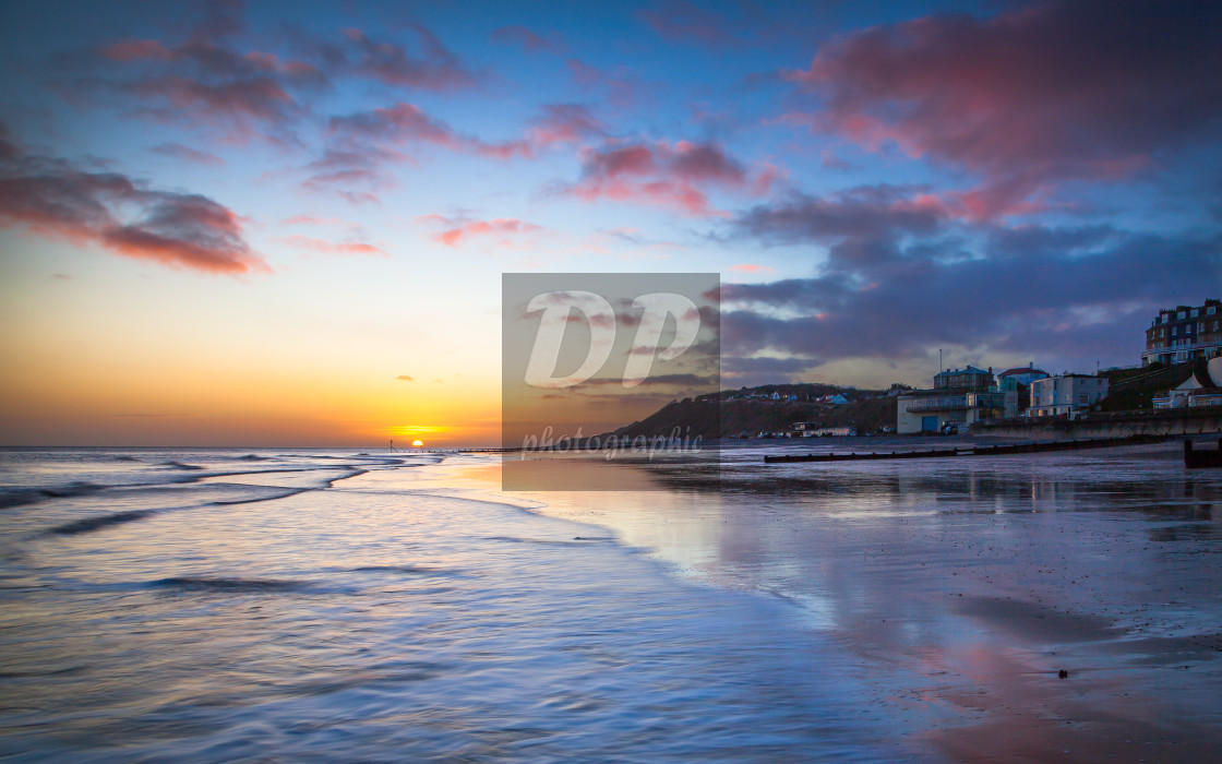 "Sunrise over Cromer beach 3" stock image