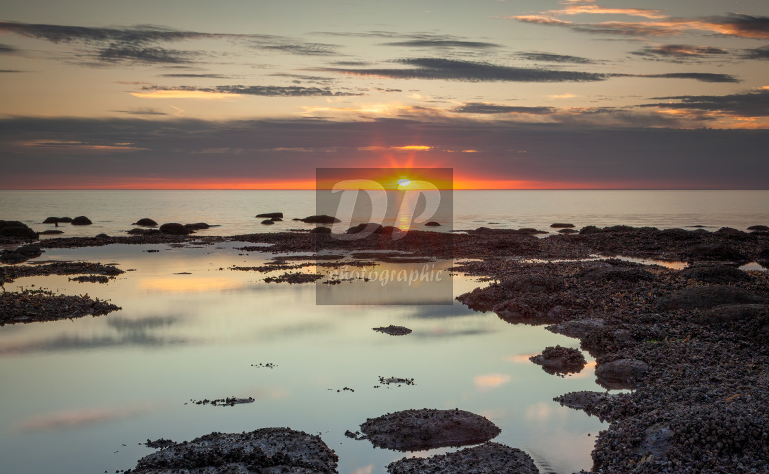 "At the end of the day on Hunstanton Beach" stock image