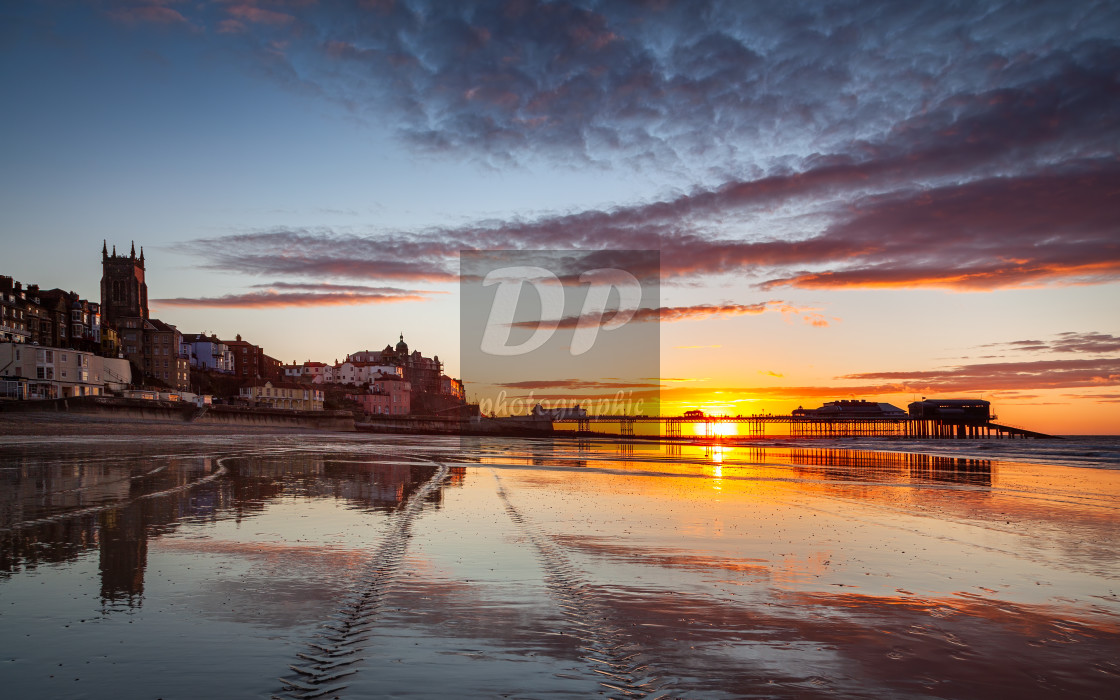 "Summer sunset over Cromer Pier" stock image