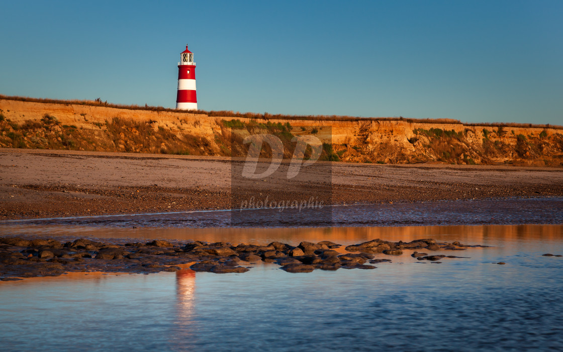 "Morning light on Happisburgh Beach" stock image