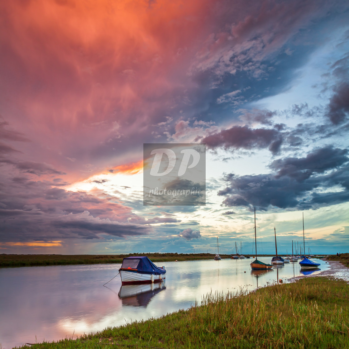 "Moody sky over Blakeney" stock image