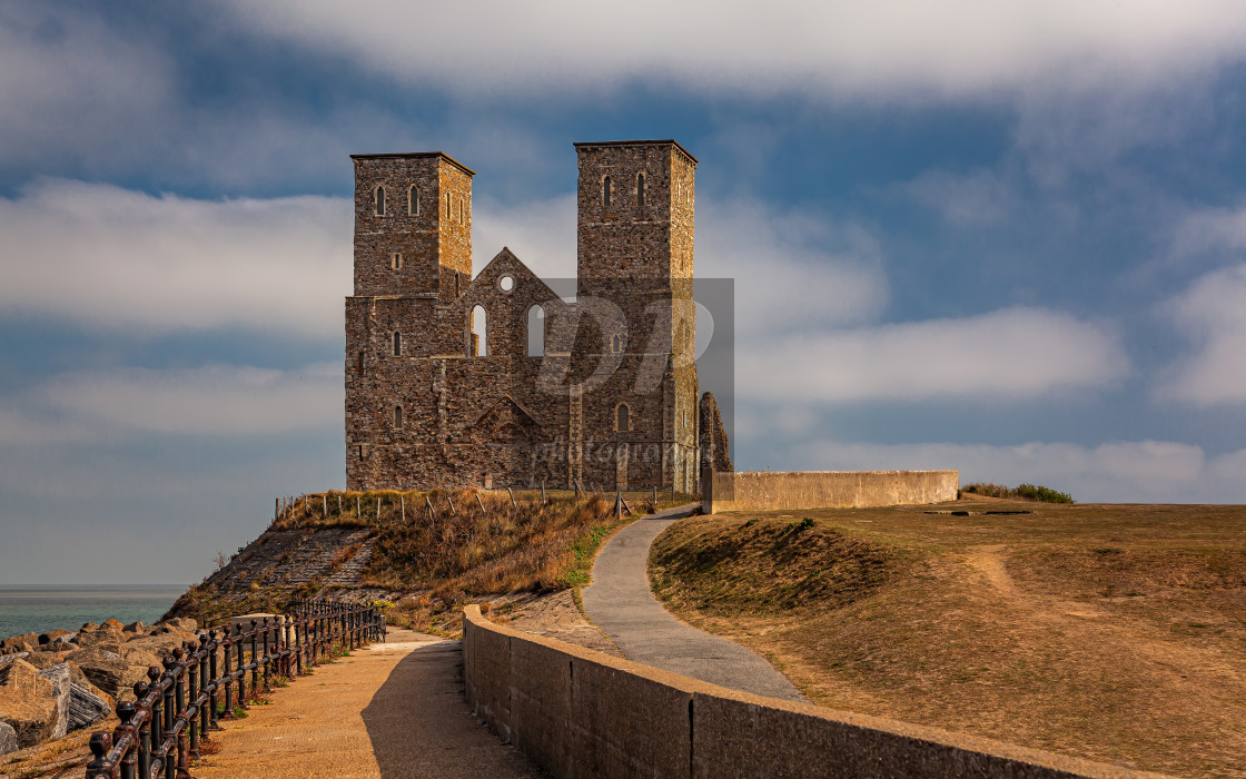 "Sunlight on the Reculver Towers" stock image