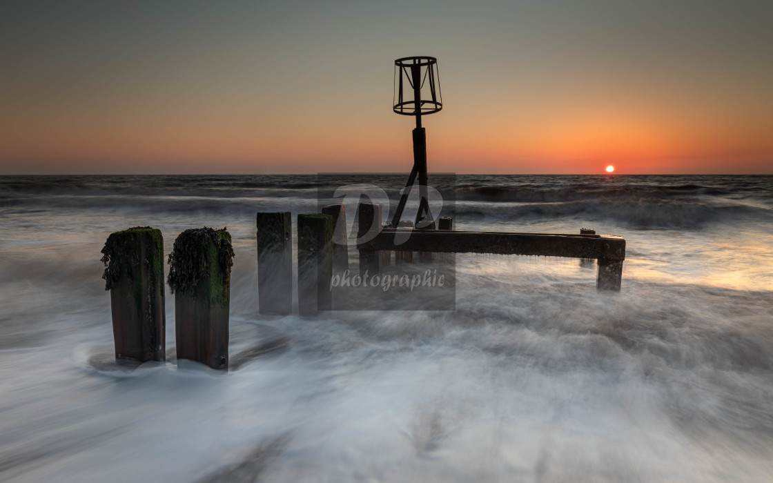 "Sunrise Over Gorleston Beach" stock image