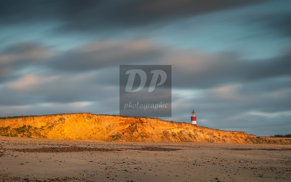 "Early Light on Happisburgh Lighthouse" stock image