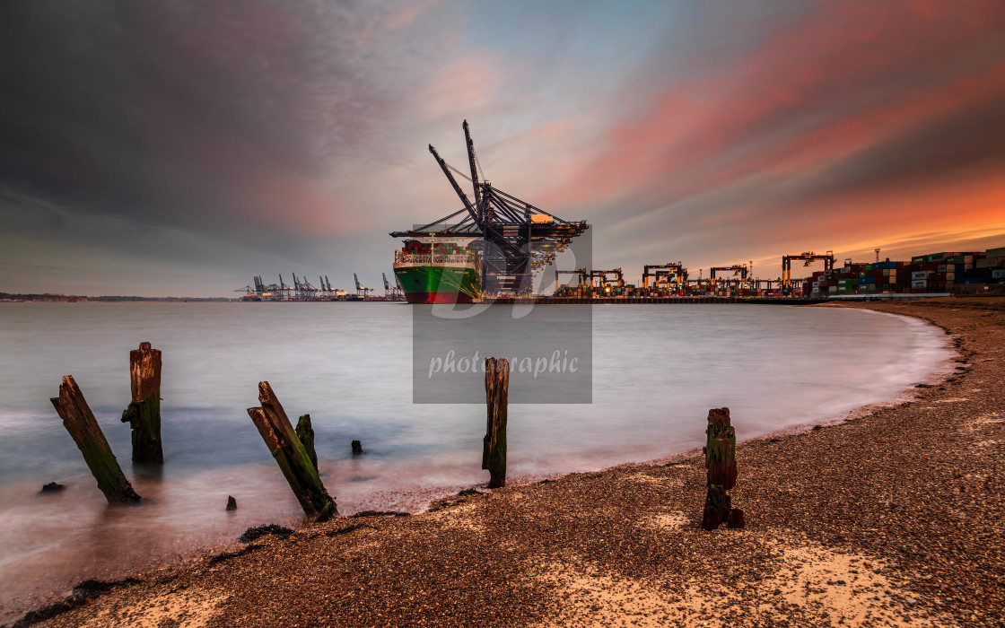 "Dawn Sky Over Felixstowe" stock image