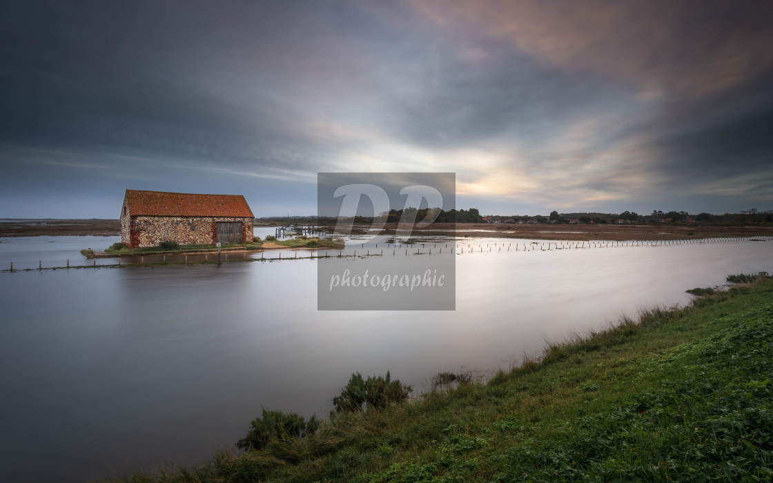 "High Tide Dawn at Thornham" stock image