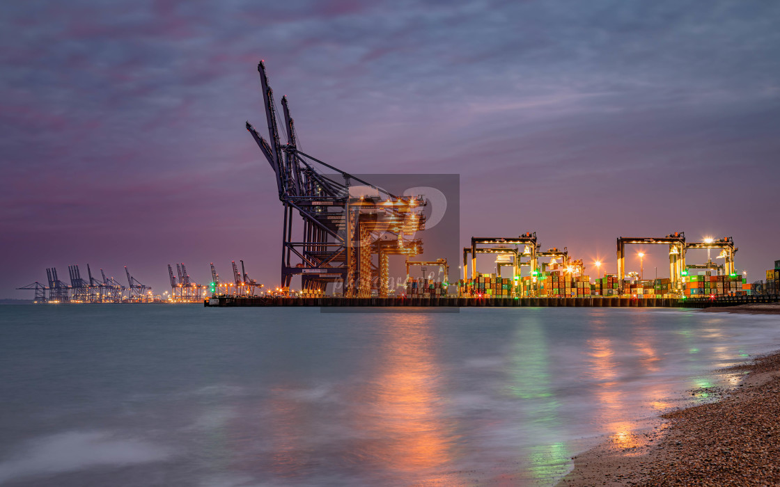 "Dawn Sky Over Felixstowe" stock image