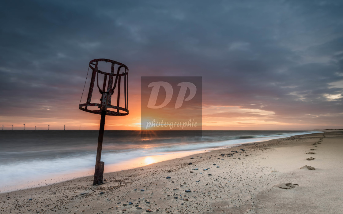 "Winter Sunrise on Caister Beach" stock image