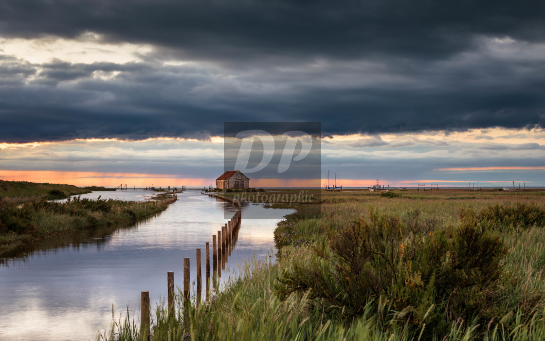 "Thornham Harbour at High Tide" stock image