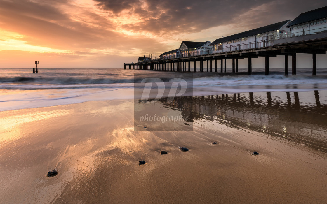 "Southwold Pier Reflections" stock image