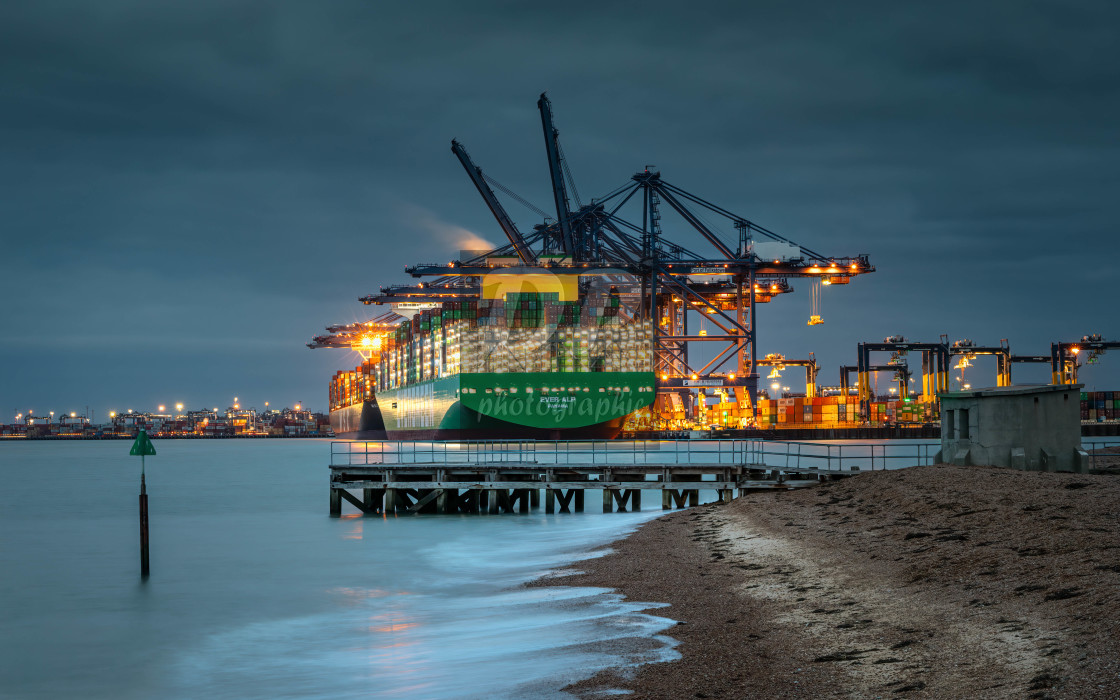 "Felixstowe Docks At Dawn" stock image