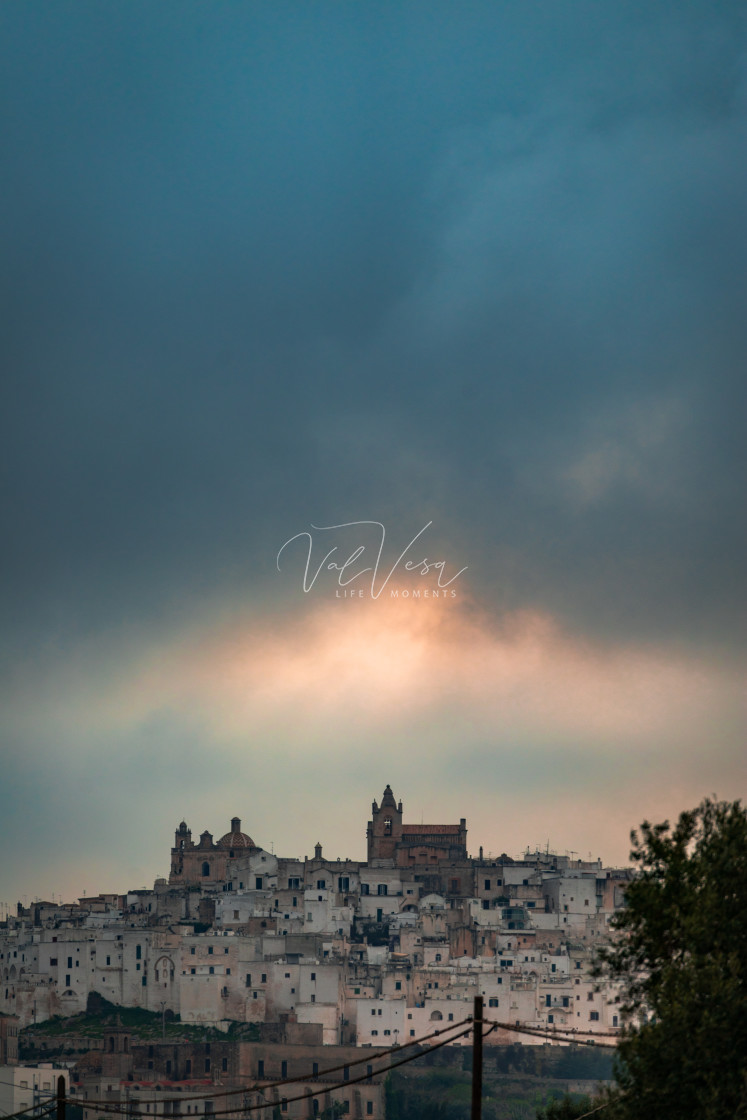 "Ostuni, Italy seen from far away" stock image