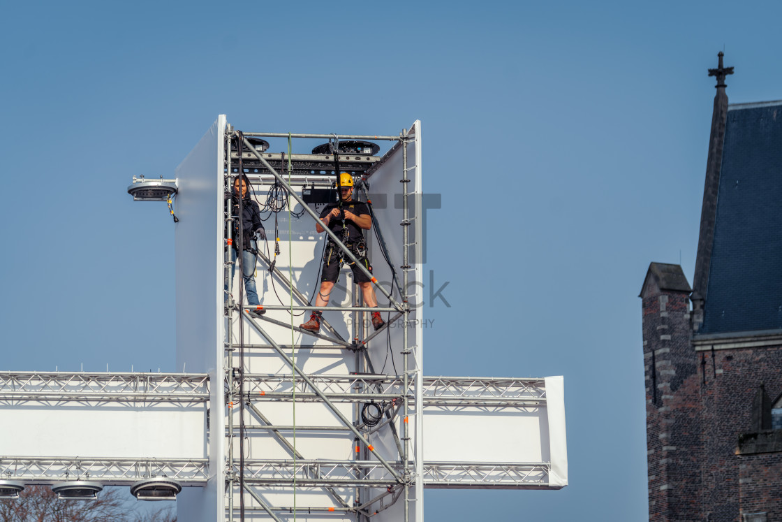 "Working on the scaffolding used for The Passion" by TTStock - $7.34 "Working on the scaffolding used for The Passion" stock image