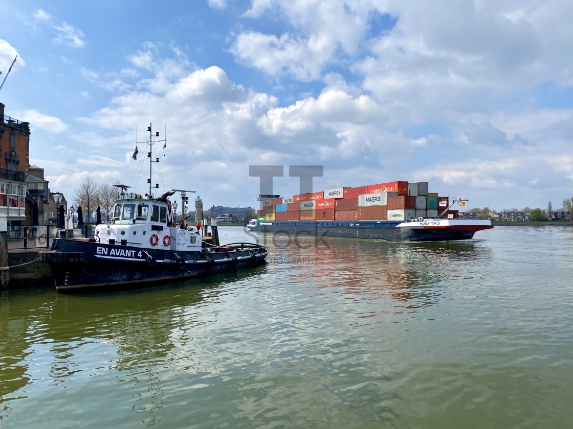 "Inland shipping transport sailing pass Dordrecht 2." by TTStock - $4.88 "Inland shipping transport sailing pass Dordrecht 2." stock image