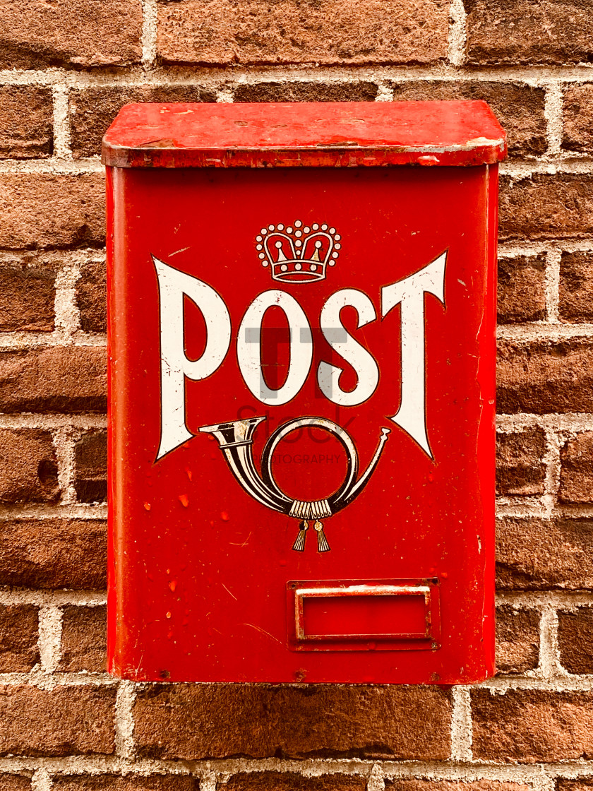 "Traditional red postbox fixed on house brick wall by house entrance used for mail & letter delivery." by TTStock - $5.05 "Traditional red postbox fixed on house brick wall by house entrance used for mail & letter delivery." stock image