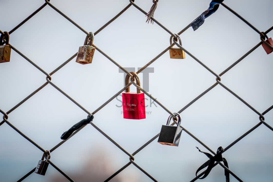 "Love Locks - Lonely red Lovelock" by TTStock - $18.36 "Love Locks - Lonely red Lovelock" stock image